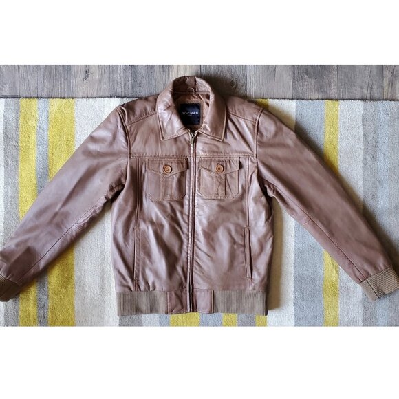 ROCHAS Paris Brown Leather Bomber Jacket - XL - Picture 2 of 10